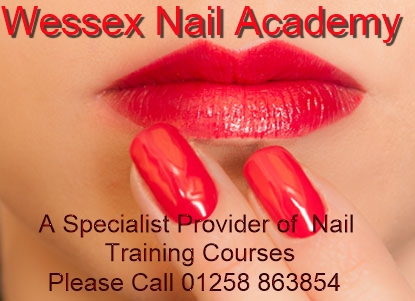 Nail training courses at Wessex Nail Academy Specialising in Nail training for acrylic silk and fibreglass gel gel polish extensions enhancements manicures and pedicures in Dorset the south and south west
